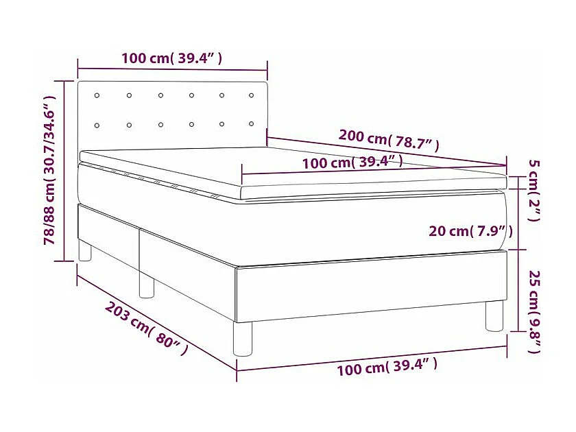 Sommier à lattes de lit avec matelas Rose 100x200 Velours
