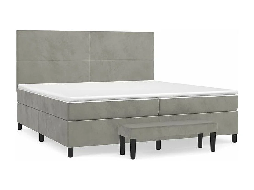 Sommier à lattes de lit et matelas Gris clair 200x200 Velours