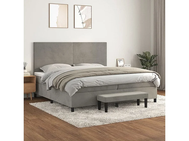 Sommier à lattes de lit et matelas Gris clair 200x200 Velours