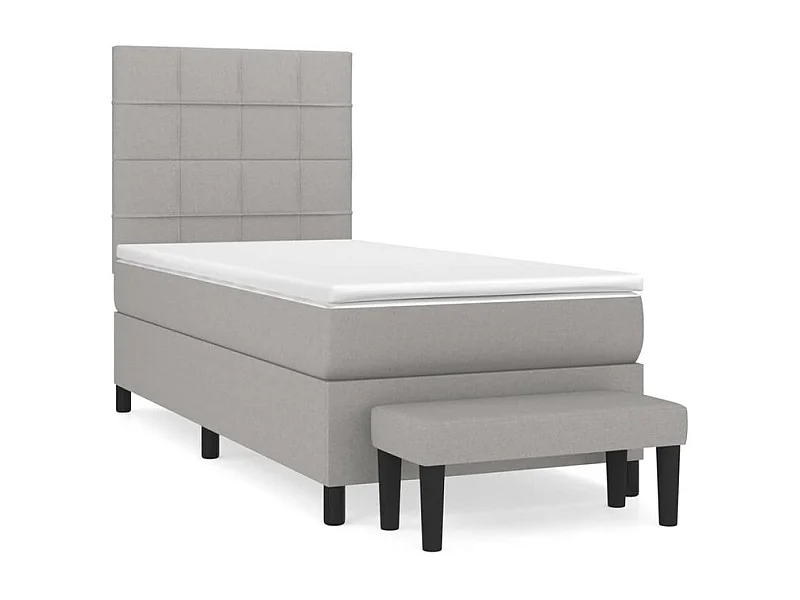 Sommier à lattes de lit avec matelas Gris clair 100x200 Tissu