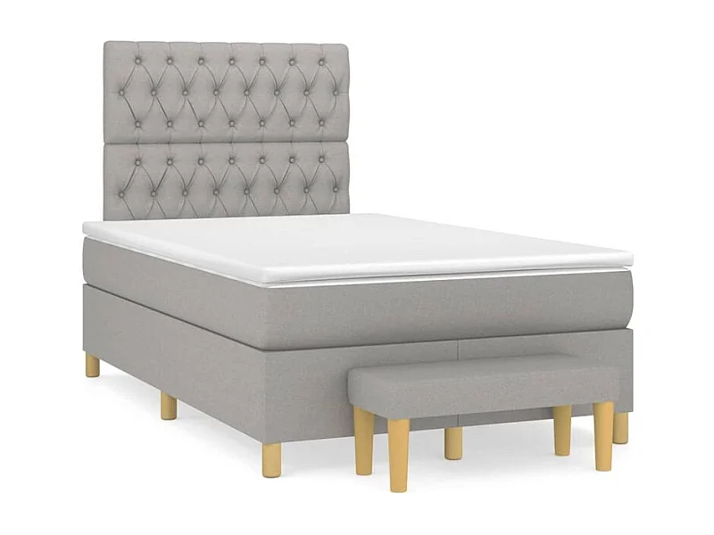 Sommier à lattes de lit avec matelas Gris clair 120x200 Tissu