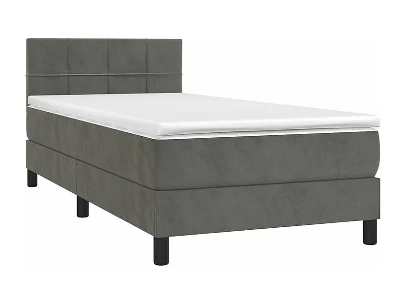 Sommier à lattes de lit et matelas et LED Gris foncé 90x200