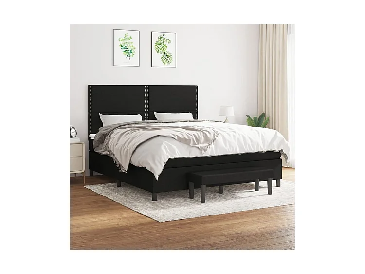 Boxspring met matras stof zwart 160x200 cm
