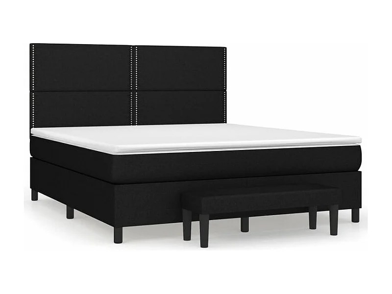 Sommier à lattes de lit avec matelas Noir 160x200 Tissu