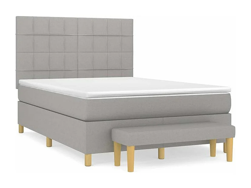 Sommier à lattes de lit avec matelas Gris clair 140x200 Tissu