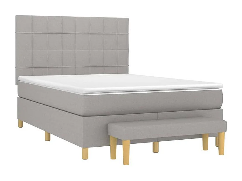 Sommier à lattes de lit avec matelas Gris clair 140x200 Tissu