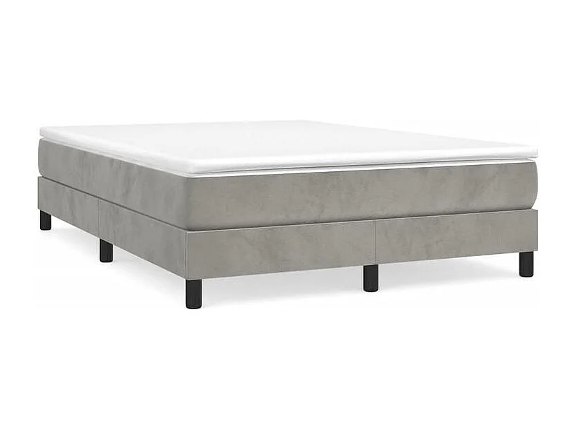 Sommier à lattes de lit et matelas Gris clair 140x200 Velours