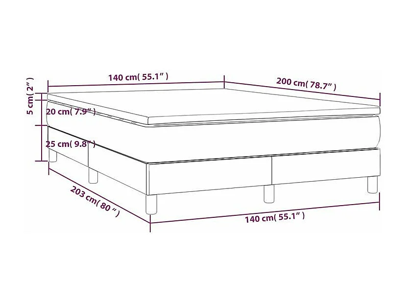 Sommier à lattes de lit et matelas Gris clair 140x200 Velours
