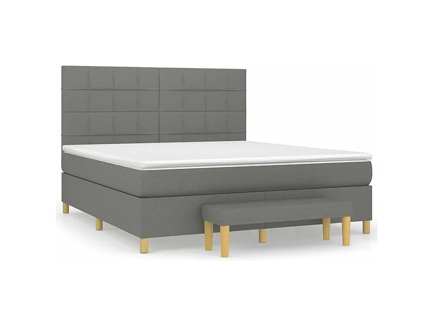 Sommier à lattes de lit avec matelas Gris foncé 180x200 Tissu