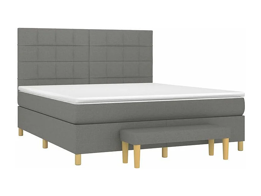 Sommier à lattes de lit avec matelas Gris foncé 180x200 Tissu