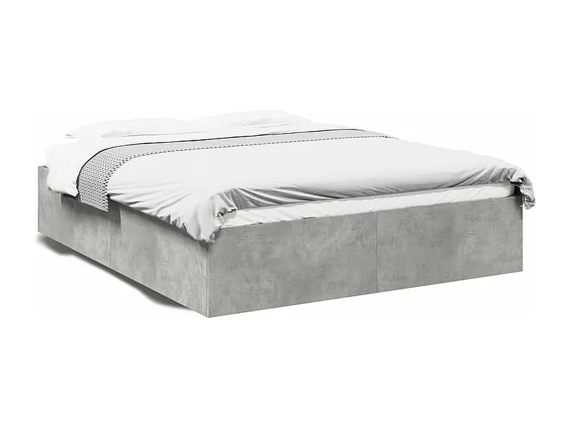 Cadre de lit gris béton 150x200 bois d'ingénierie