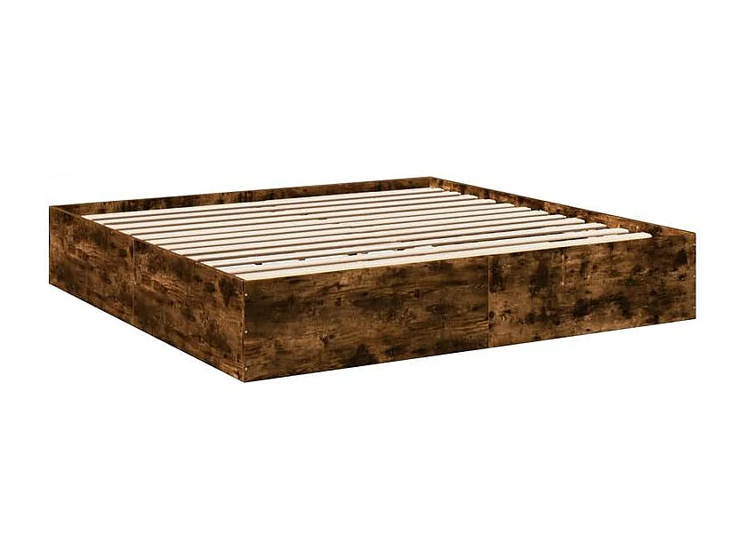 vidaXL Estructura de cama madera de ingeniería roble ahumado 200x200cm Marrón