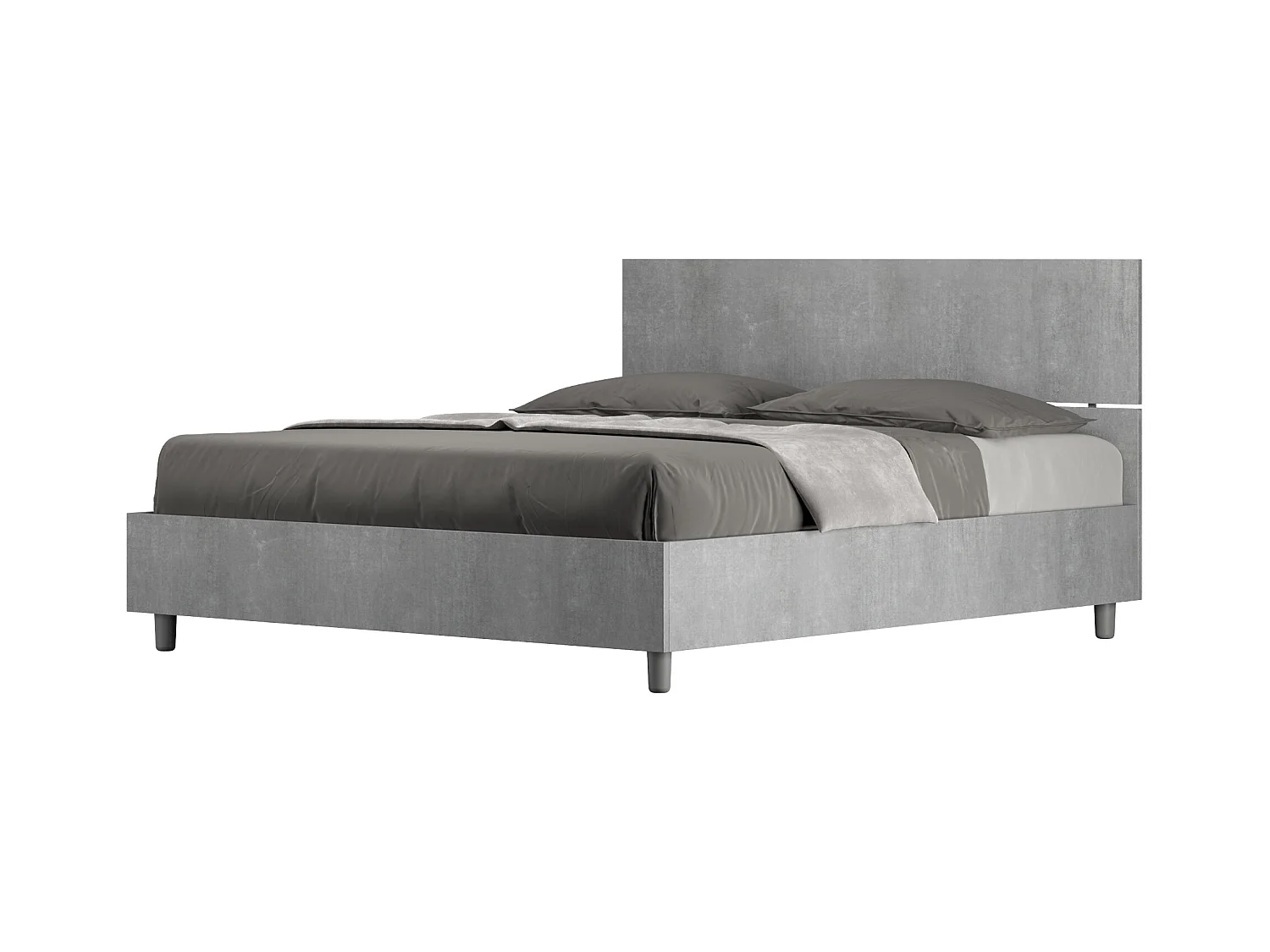Lit sans sommier 160x200 tête de lit droite gris béton Demas