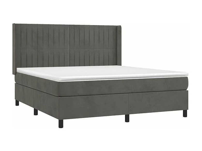 Sommier à lattes de lit et matelas Gris foncé 180x200 Velours