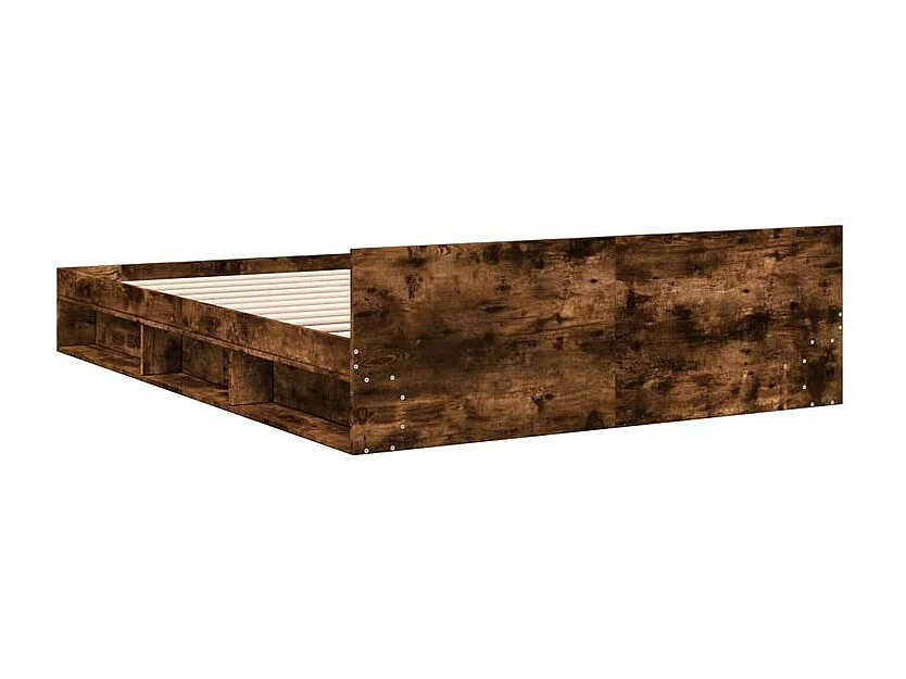 Cadre de lit à tiroirs chêne fumé 160x200 bois d'ingénierie
