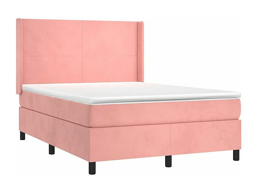 Sommier à lattes de lit matelas et LED Rose 140x190 Velours