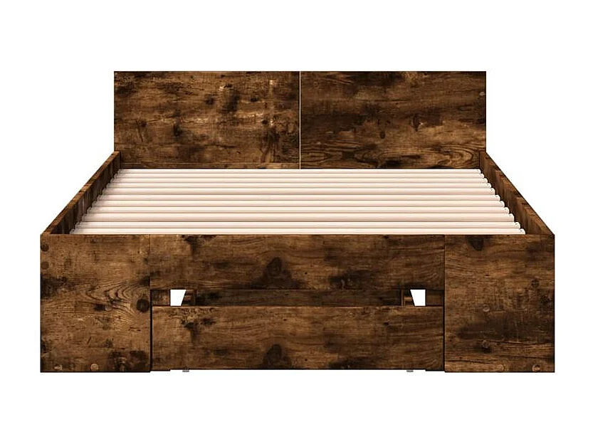 Cadre de lit et tiroir chêne fumé 90x190 bois d'ingénierie