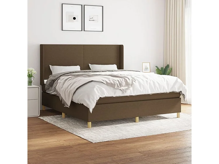 Sommier à lattes de lit avec matelas Marron foncé 160x200