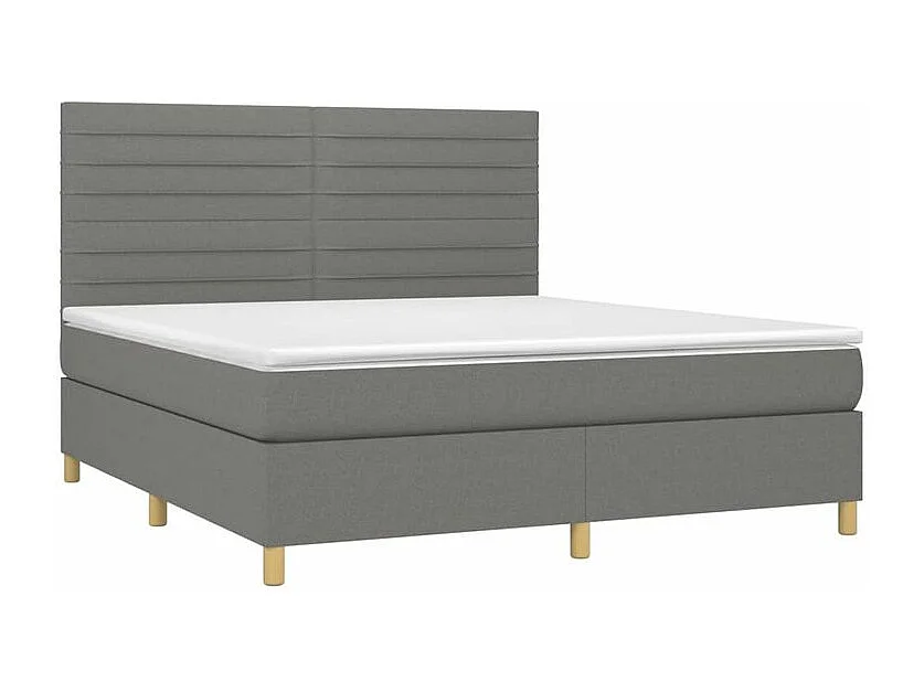 Sommier à lattes de lit et matelas et LED Gris foncé 160x200