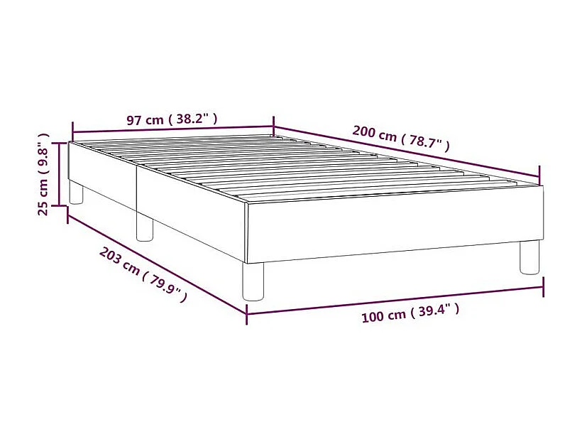 Cadre de lit Noir 100x200 Similicuir