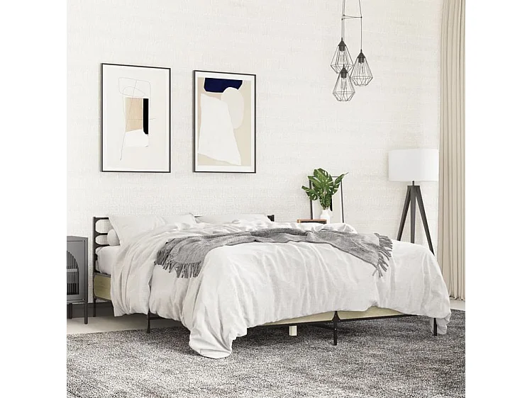Cadre de lit chêne sonoma 150x200 bois d'ingénierie et métal