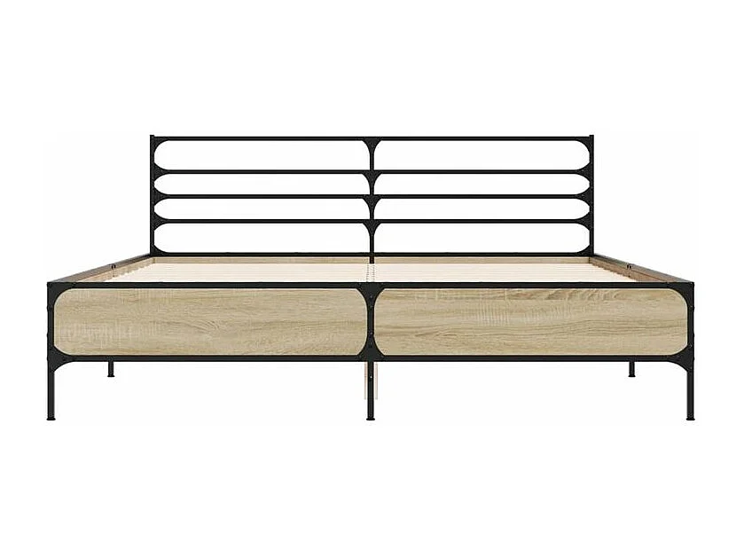 Cadre de lit chêne sonoma 150x200 bois d'ingénierie et métal