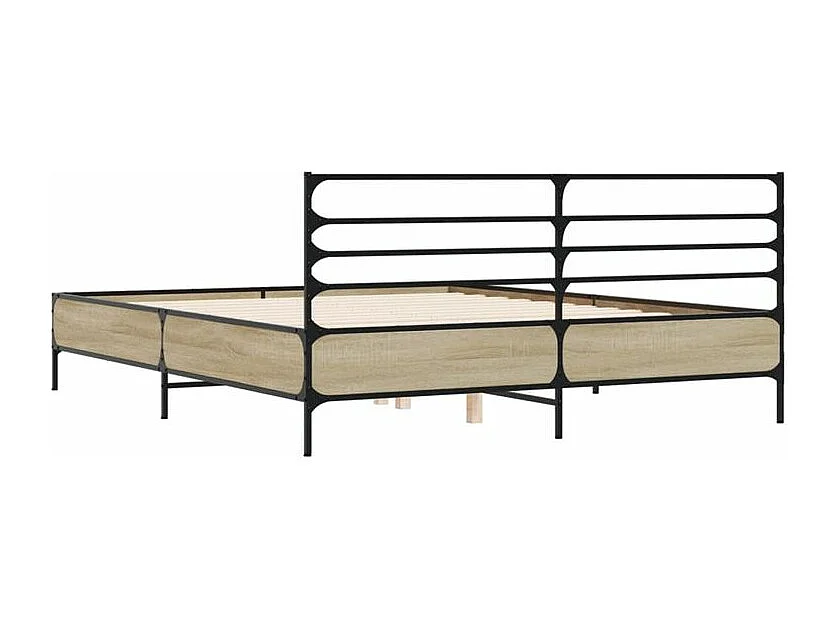 Cadre de lit chêne sonoma 150x200 bois d'ingénierie et métal