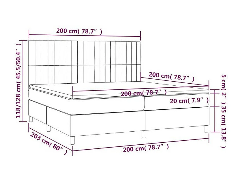 Sommier à lattes de lit avec matelas Marron foncé 200x200