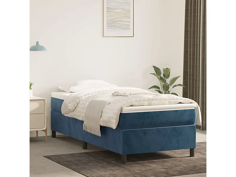 Sommier à lattes de lit et matelas Bleu foncé 80x200 Velours