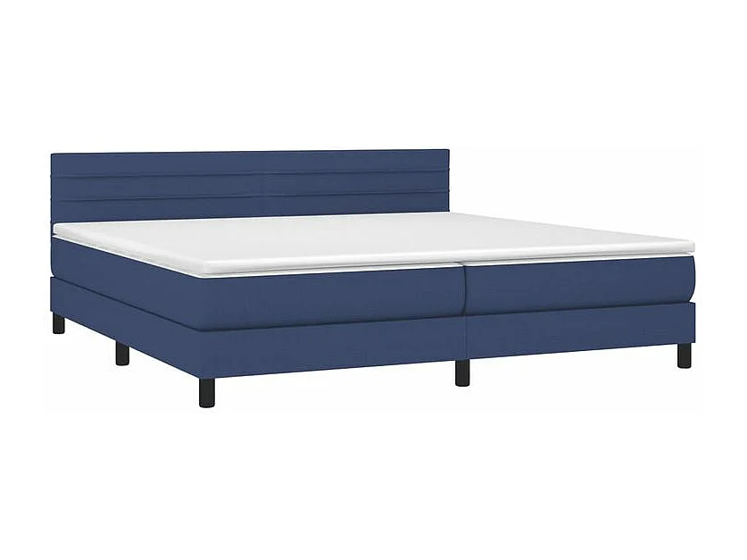 Sommier à lattes de lit et matelas et LED Bleu 200x200 Tissu