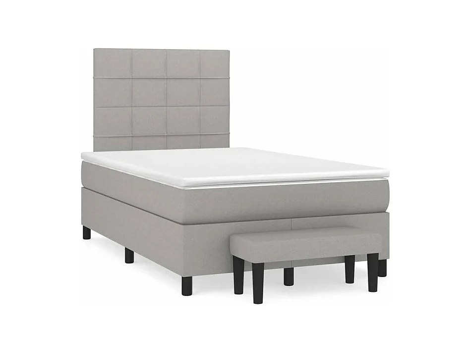 Sommier à lattes de lit avec matelas Gris clair 120x200 Tissu