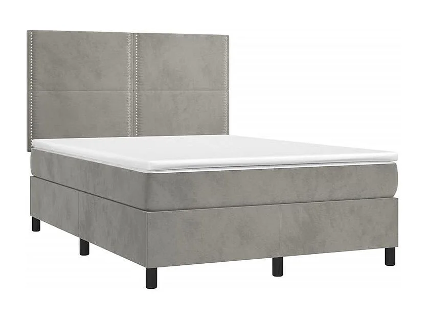 Sommier à lattes de lit matelas et LED Gris clair 140x190