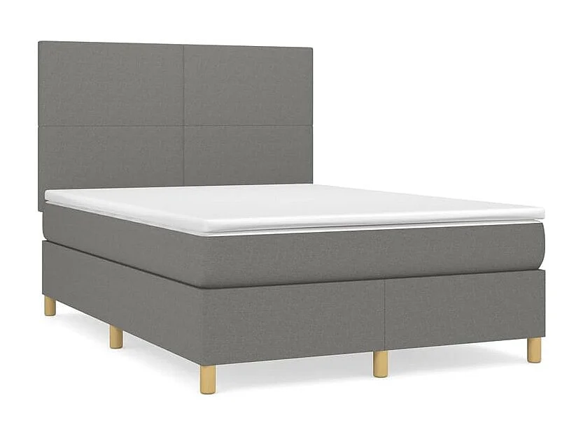 Sommier à lattes de lit avec matelas Gris foncé 140x190 Tissu