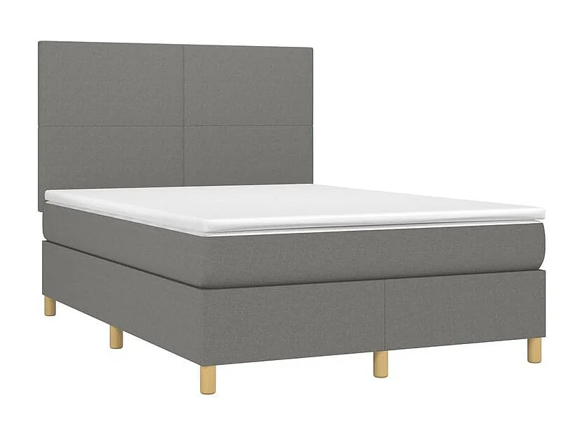 Sommier à lattes de lit avec matelas Gris foncé 140x190 Tissu