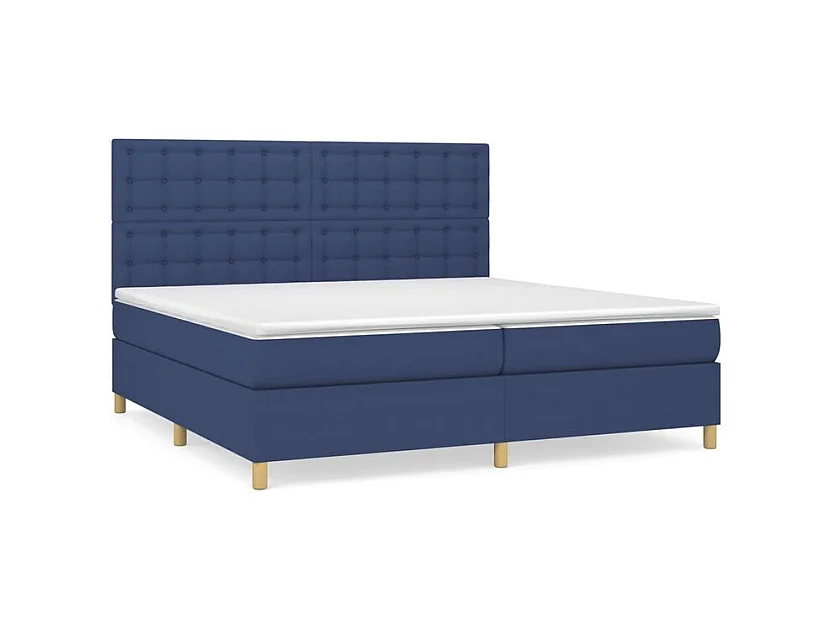 Sommier à lattes de lit avec matelas Bleu 200x200 Tissu