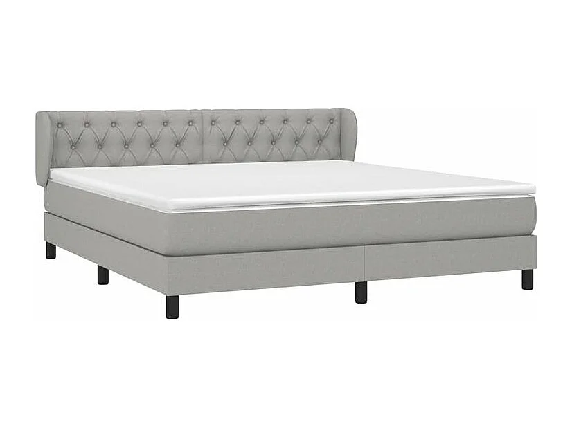 Sommier à lattes de lit avec matelas Gris clair 160x200 Tissu