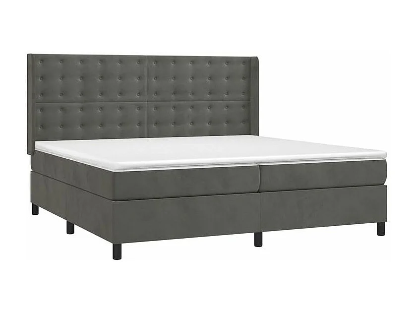 Sommier à lattes de lit matelas et LED Gris foncé 200x200