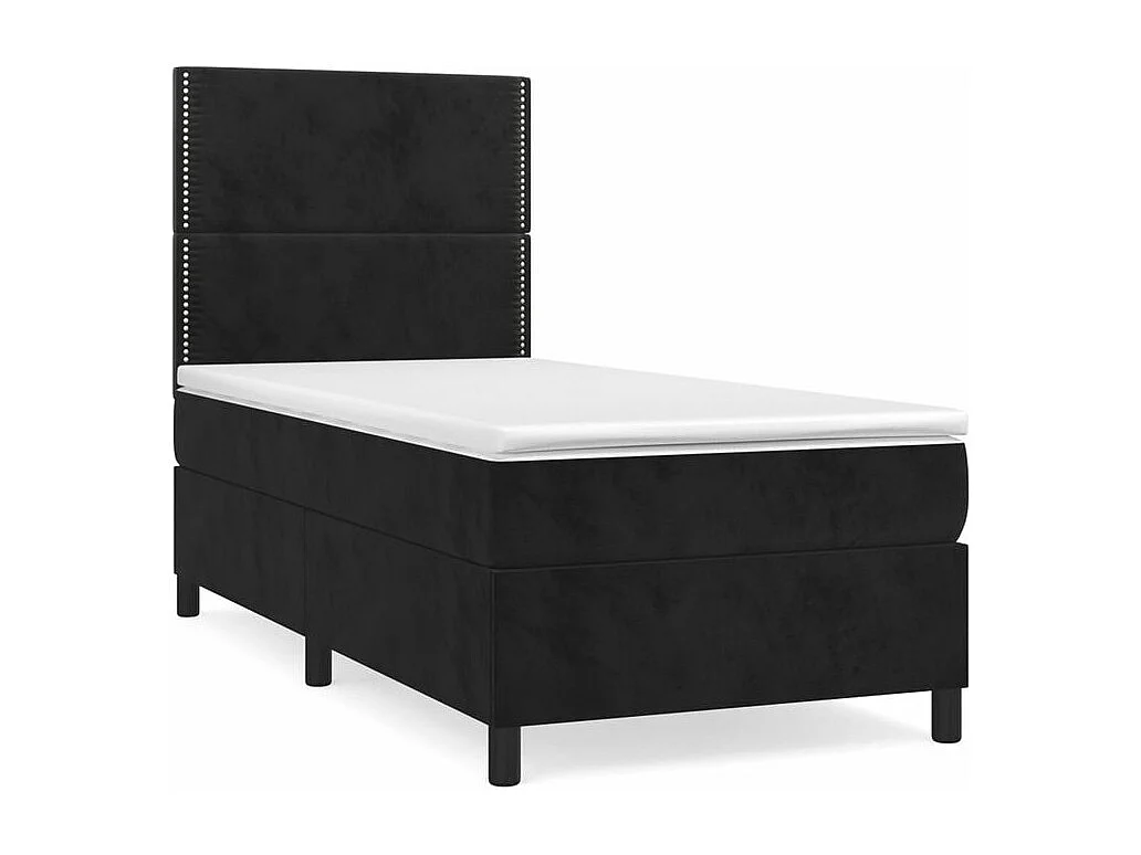 Sommier à lattes de lit avec matelas Noir 90x200 Velours