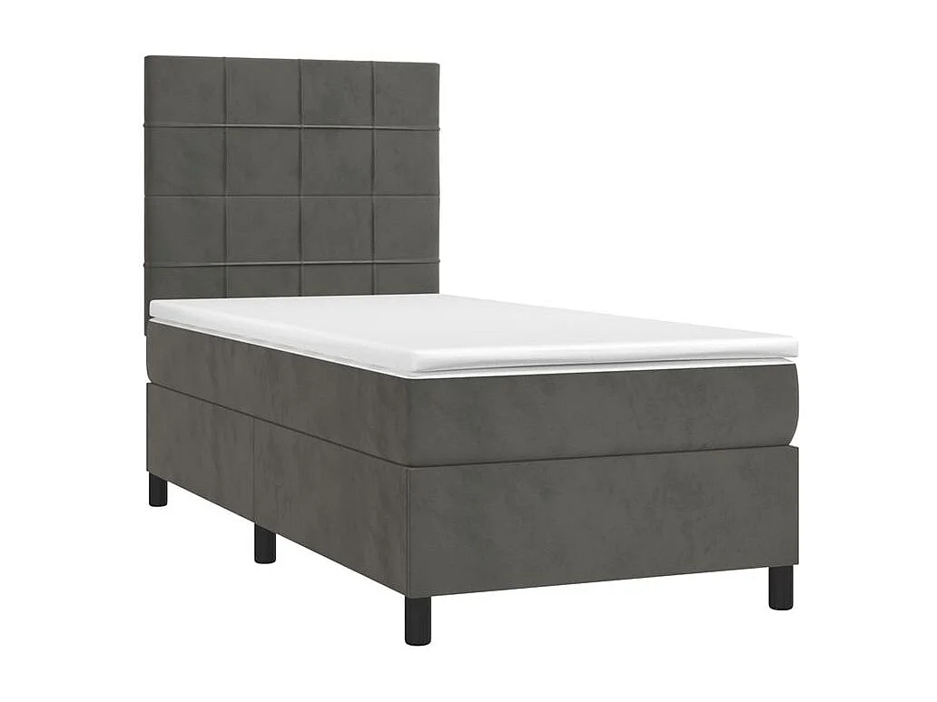 Sommier à lattes de lit et matelas Gris foncé 90x200 Velours