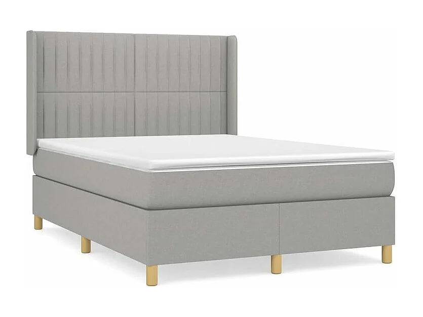 Sommier à lattes de lit avec matelas Gris clair 140x190 Tissu