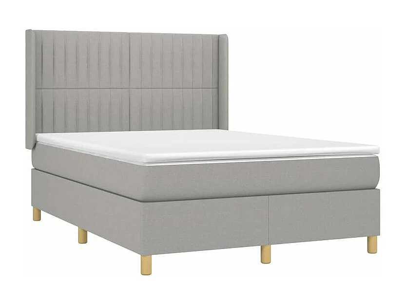 Sommier à lattes de lit avec matelas Gris clair 140x190 Tissu
