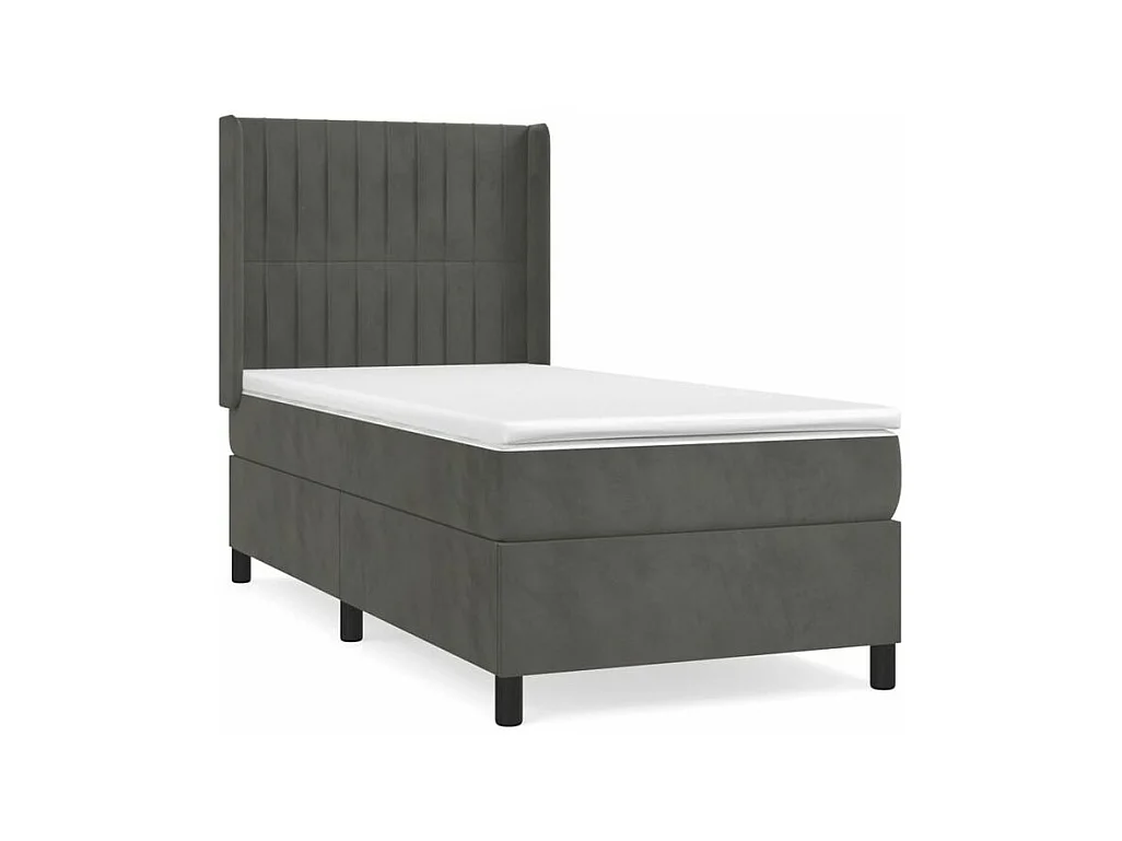 Sommier à lattes de lit et matelas Gris foncé 80x200 Velours