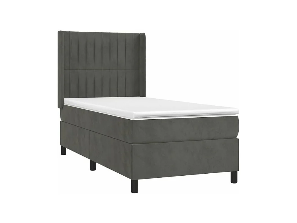 Sommier à lattes de lit et matelas Gris foncé 80x200 Velours