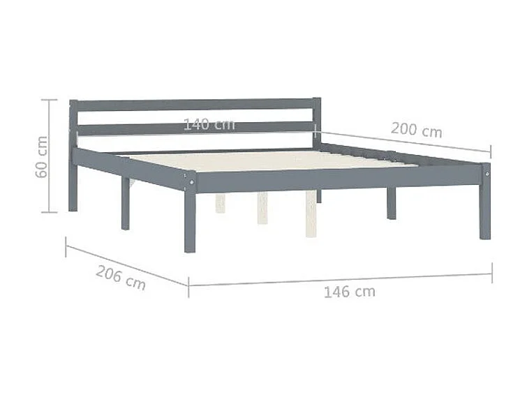 Lit adulte pin massif gris Dorma 140x200