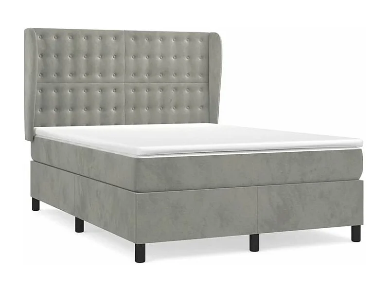 Sommier à lattes de lit et matelas Gris clair 140x200 Velours