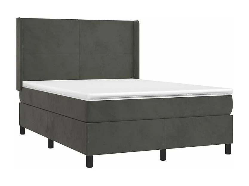 Sommier à lattes de lit et matelas Gris foncé 140x190 Velours