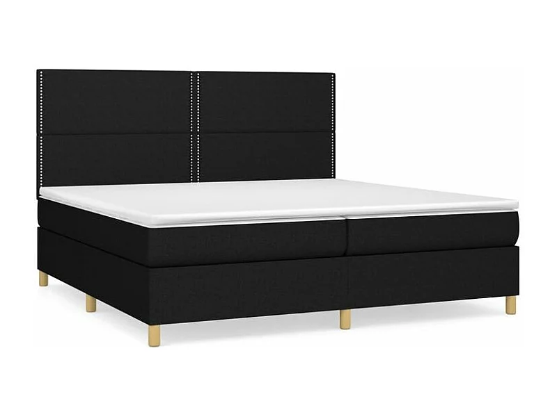 Sommier à lattes de lit avec matelas Noir 200x200 Tissu