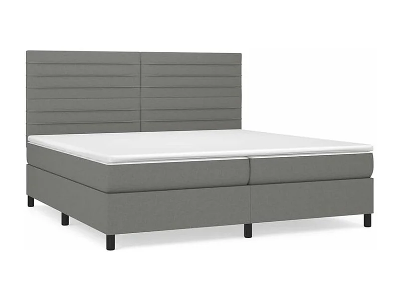 Sommier à lattes de lit avec matelas Gris foncé 200x200 Tissu