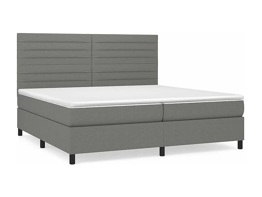 Sommier à lattes de lit avec matelas Gris foncé 200x200 Tissu