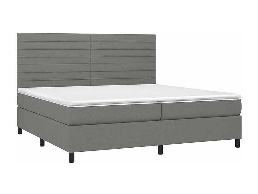 Sommier à lattes de lit avec matelas Gris foncé 200x200 Tissu